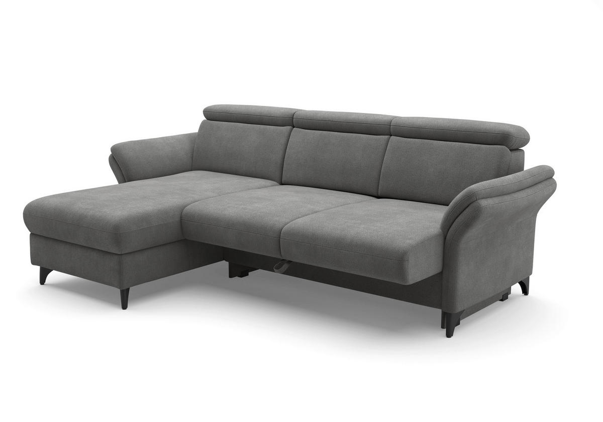 ECKSOFA Flachgewebe Grau  - Schwarz/Grau, Konventionell, Textil/Metall (166/253cm) - Sit & More