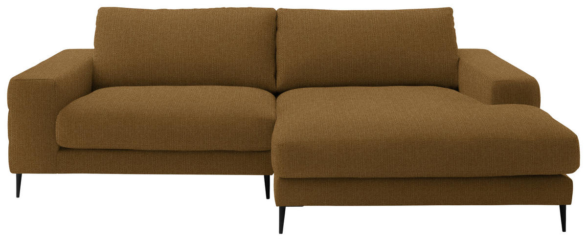 ECKSOFA in Flachgewebe Goldfarben  - Goldfarben/Schwarz, Design, Textil/Metall (253/177cm) - Dieter Knoll