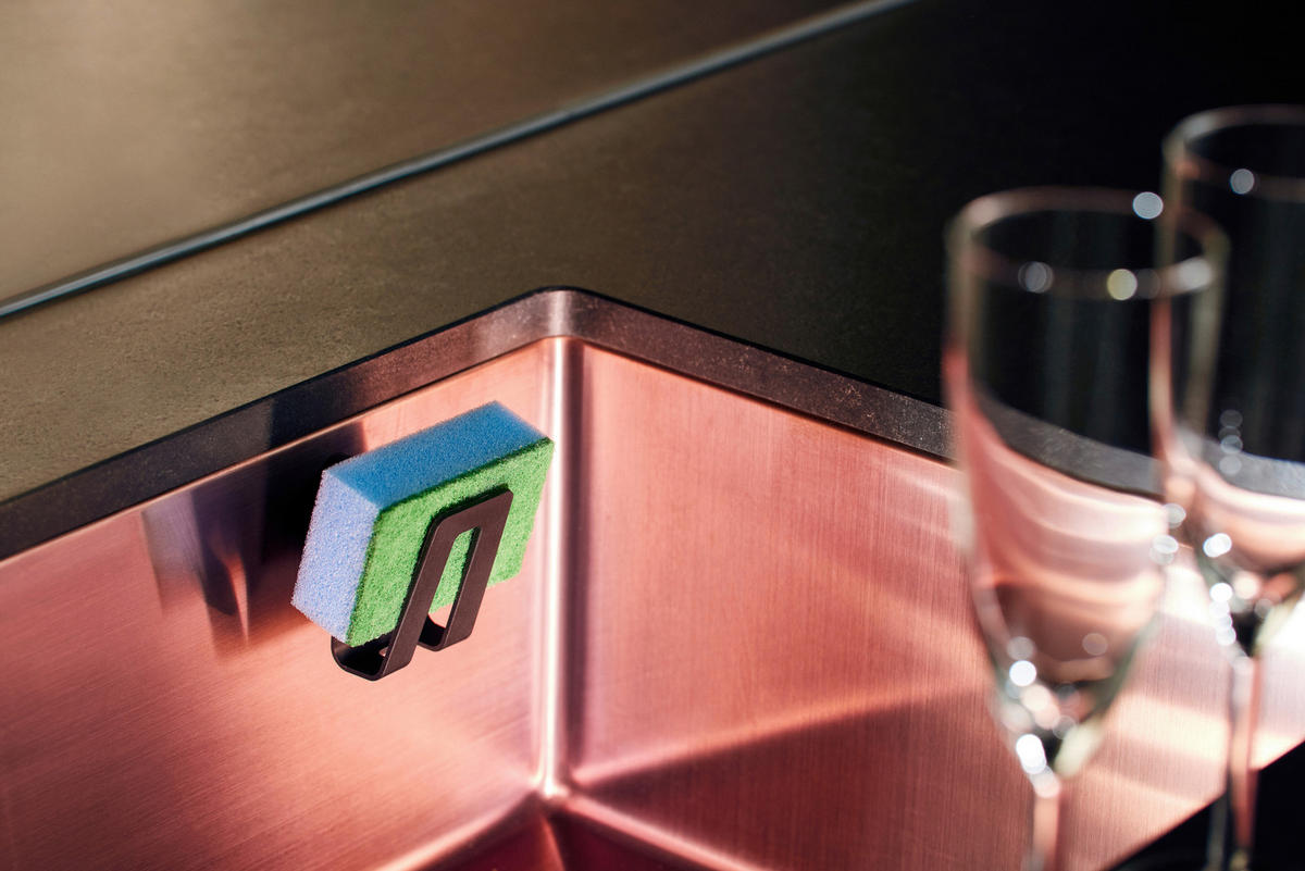 SCHWAMMHALTER  - Schwarz, Trend, Kunststoff (7/5/7.5cm) - HAPPY SINKS