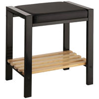 BADHOCKER - Schwarz/Kieferfarben, Basics, Holz/Textil (45/47,5/30cm)