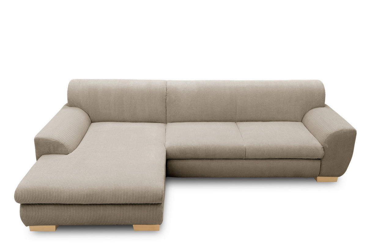 ECKSCHLAFSOFA NIKA Schlammfarben Webstoff  - Schlammfarben/Silberfarben, Basics, Holz/Textil (277/156cm) - MID.YOU