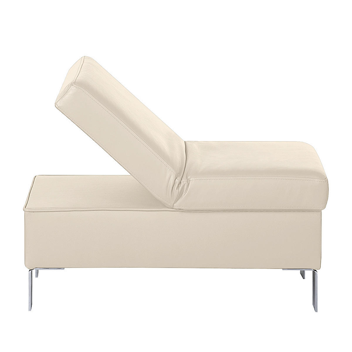 HOCKER in Leder Beige  - Chromfarben/Beige, Design, Leder/Metall (91/44/57cm) - Livetastic