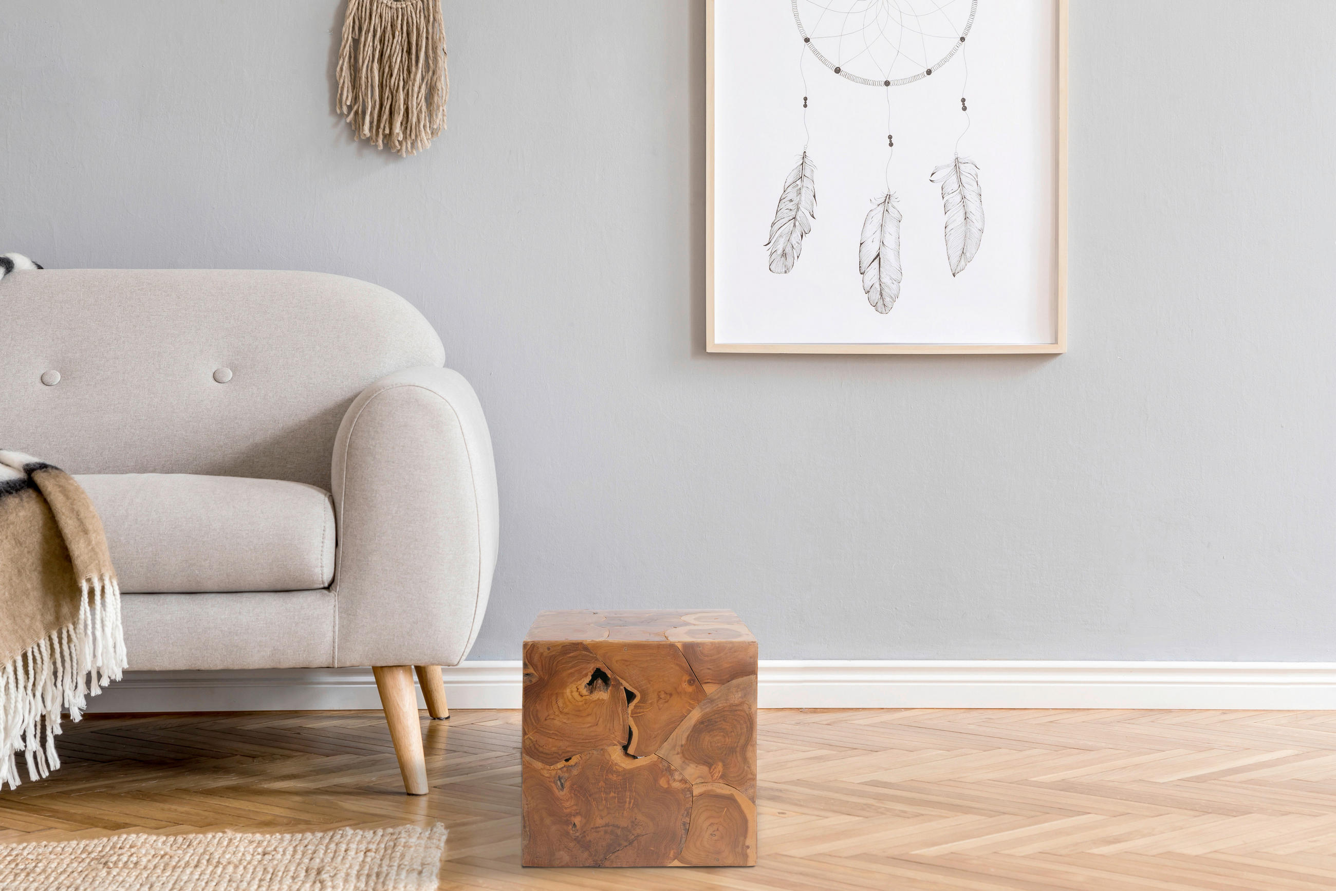 SIDOBORD i trä 45/45/45 cm  - klar, Natur, trä (45/45/45cm) - Kayoom