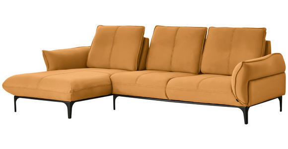 ECKSOFA in Echtleder Gelb  - Gelb/Schwarz, Natur, Leder (182/277cm) - Valnatura