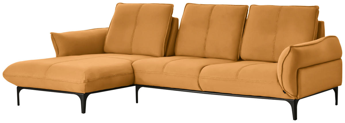 CANAPÉ D'ANGLE in Echtleder Gelb  - Gelb/Schwarz, Natur, Leder (182/277cm) - Valnatura