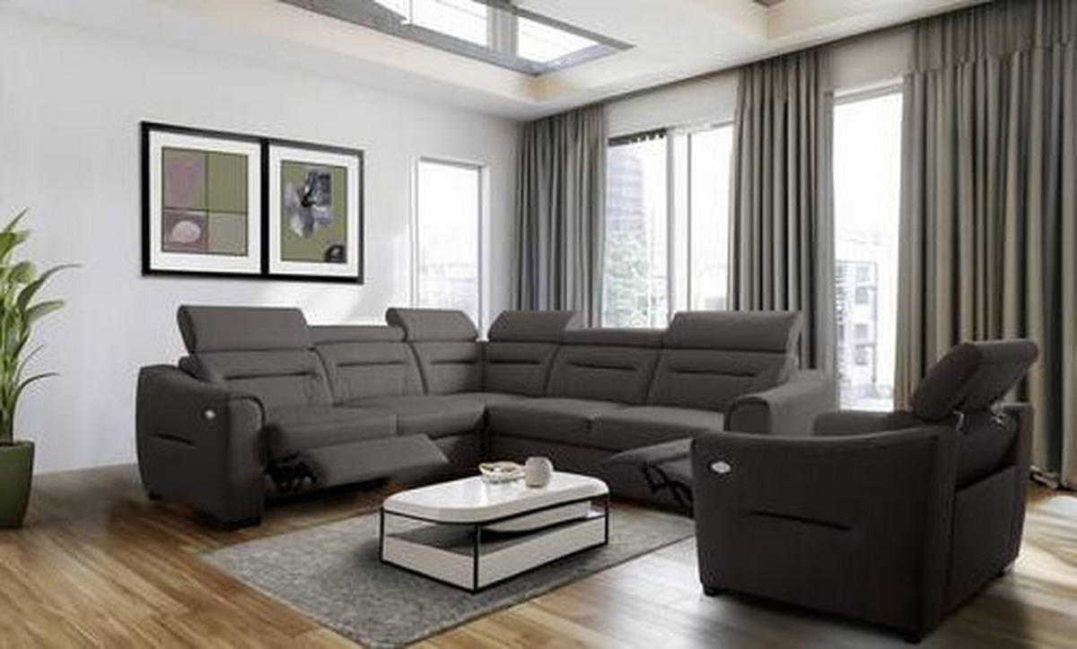 ECKSOFA Lederlook Echtleder Dunkelbraun  - Wengefarben/Dunkelbraun, Design, Leder/Holz (260/260cm) - Celina Home