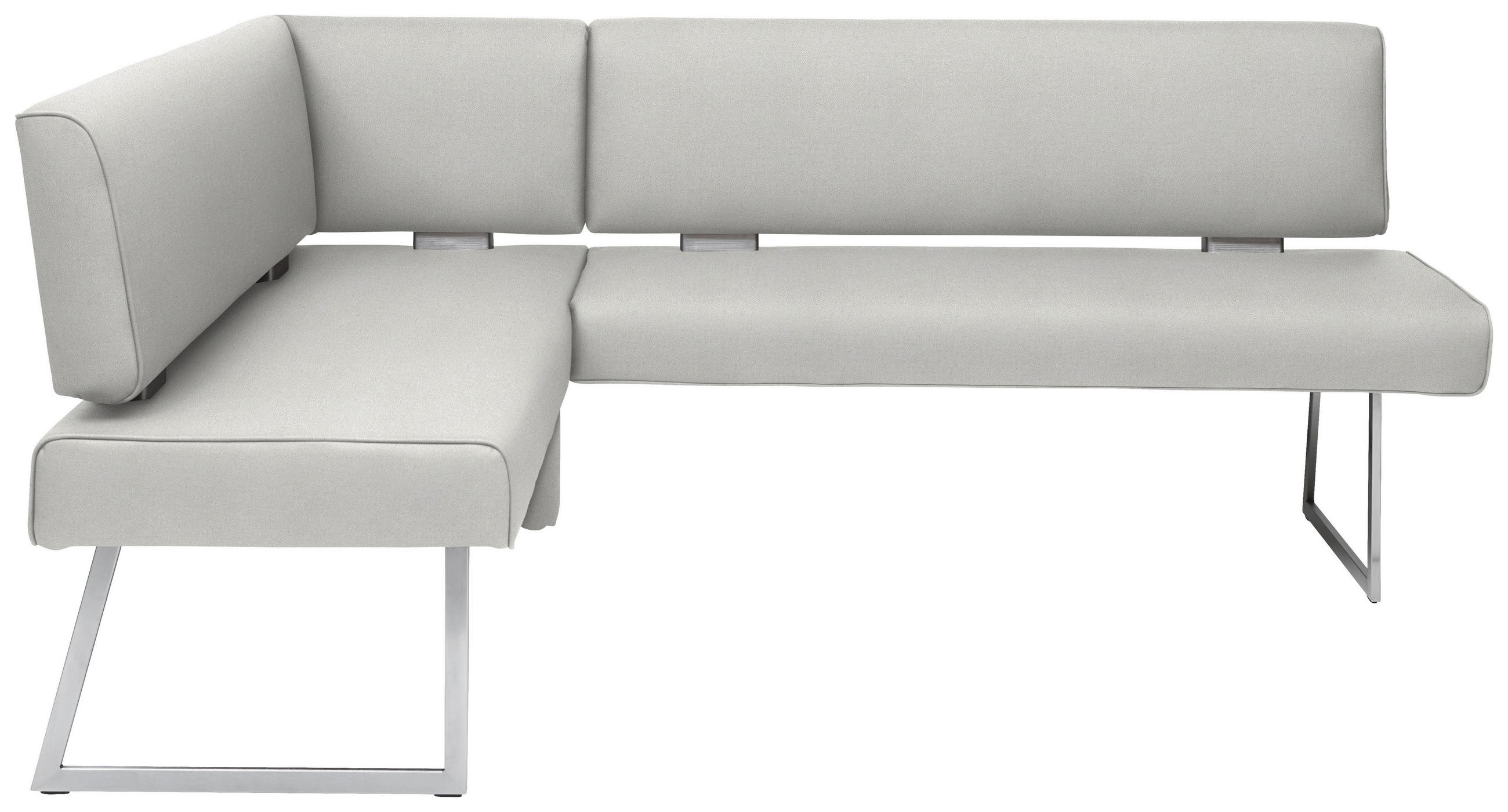 ECKBANK 160/208 cm  in Edelstahlfarben, Hellgrau  - Edelstahlfarben/Hellgrau, Design, Textil/Metall (160/208cm) - Dieter Knoll