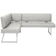 ECKBANK 160/208 cm  in Edelstahlfarben, Hellgrau  - Edelstahlfarben/Hellgrau, Design, Textil/Metall (160/208cm) - Dieter Knoll