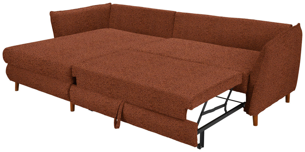 HÖRNSOFFA i chenille rostfärgad  - ekfärgad/rostfärgad, Klassisk, trä/textil (284/162cm) - MID.YOU