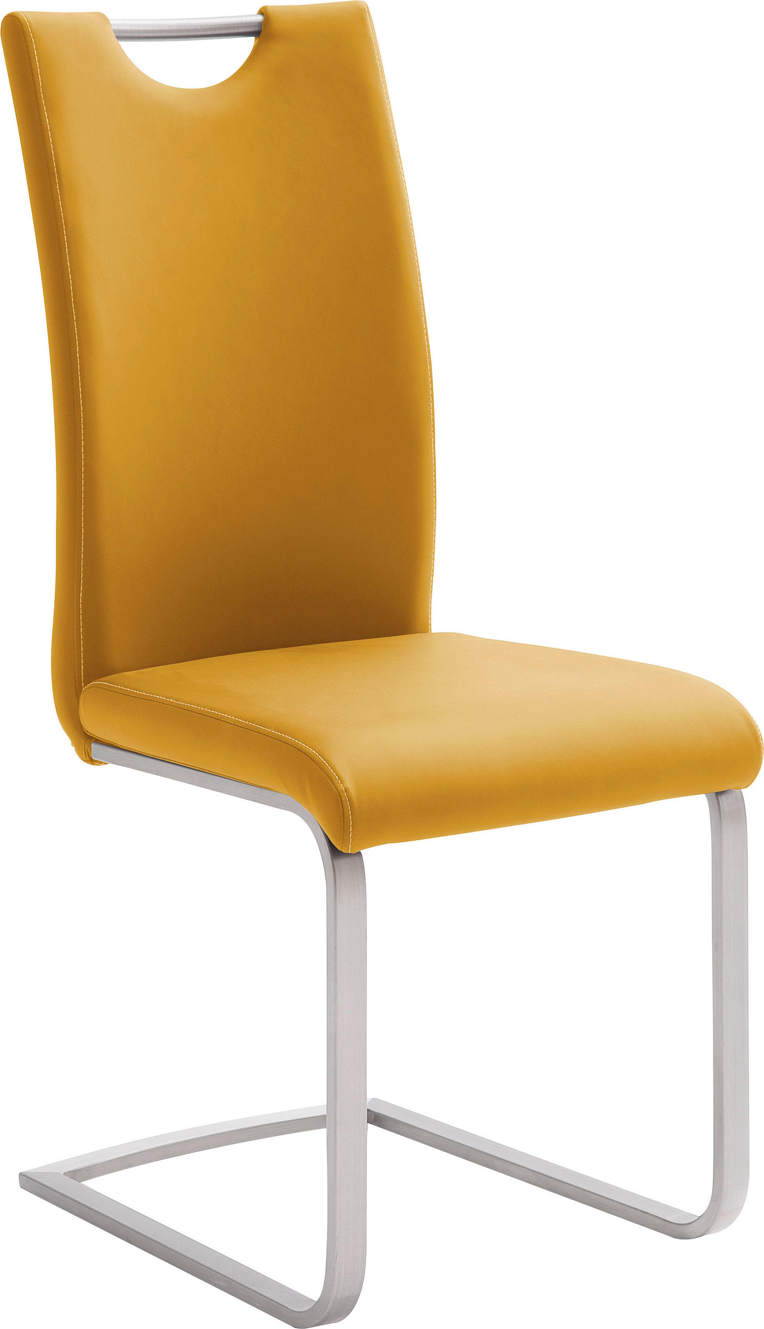 SCHWINGSTUHL  in Edelstahl Lederlook  - Edelstahlfarben/Gelb, Design, Textil/Metall (42/103/55cm) - MID.YOU