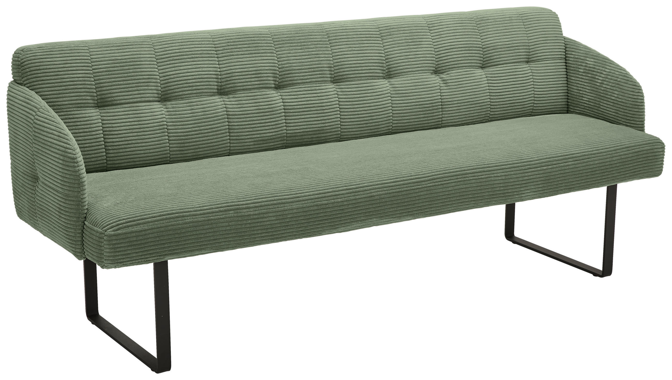 SITZBANK 217/85/69 cm Cord Graugrün Metall  - Schwarz/Graugrün, Design, Textil/Metall (217/85/69cm) - Musterring