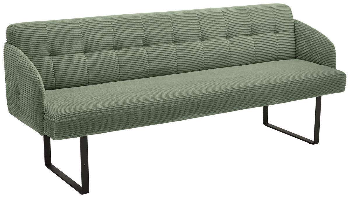 SITZBANK 217/85/69 cm Cord Graugrün Metall  - Schwarz/Graugrün, Design, Textil/Metall (217/85/69cm) - Musterring
