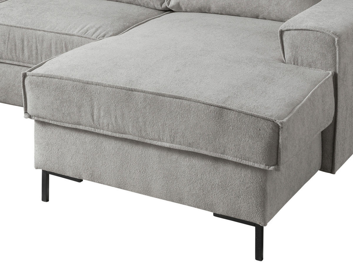 SJEDEĆA GARNITURA tekstil  srebrne boje   - srebrne boje/crna, Moderno, tekstil/metal (198/309/150cm) - MID.YOU