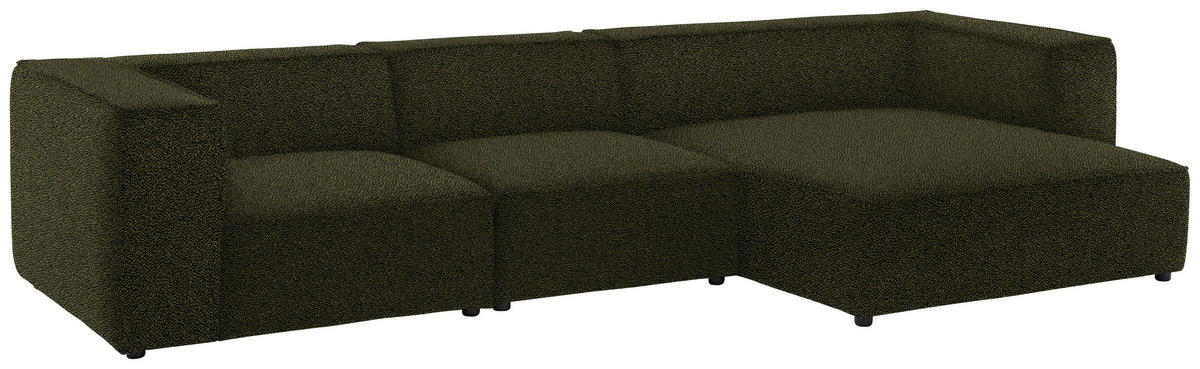 ECKSOFA in Flachgewebe Olivgrün  341/164 cm  - Schwarz/Olivgrün, Design, Kunststoff/Textil (341/164cm) - W.Schillig