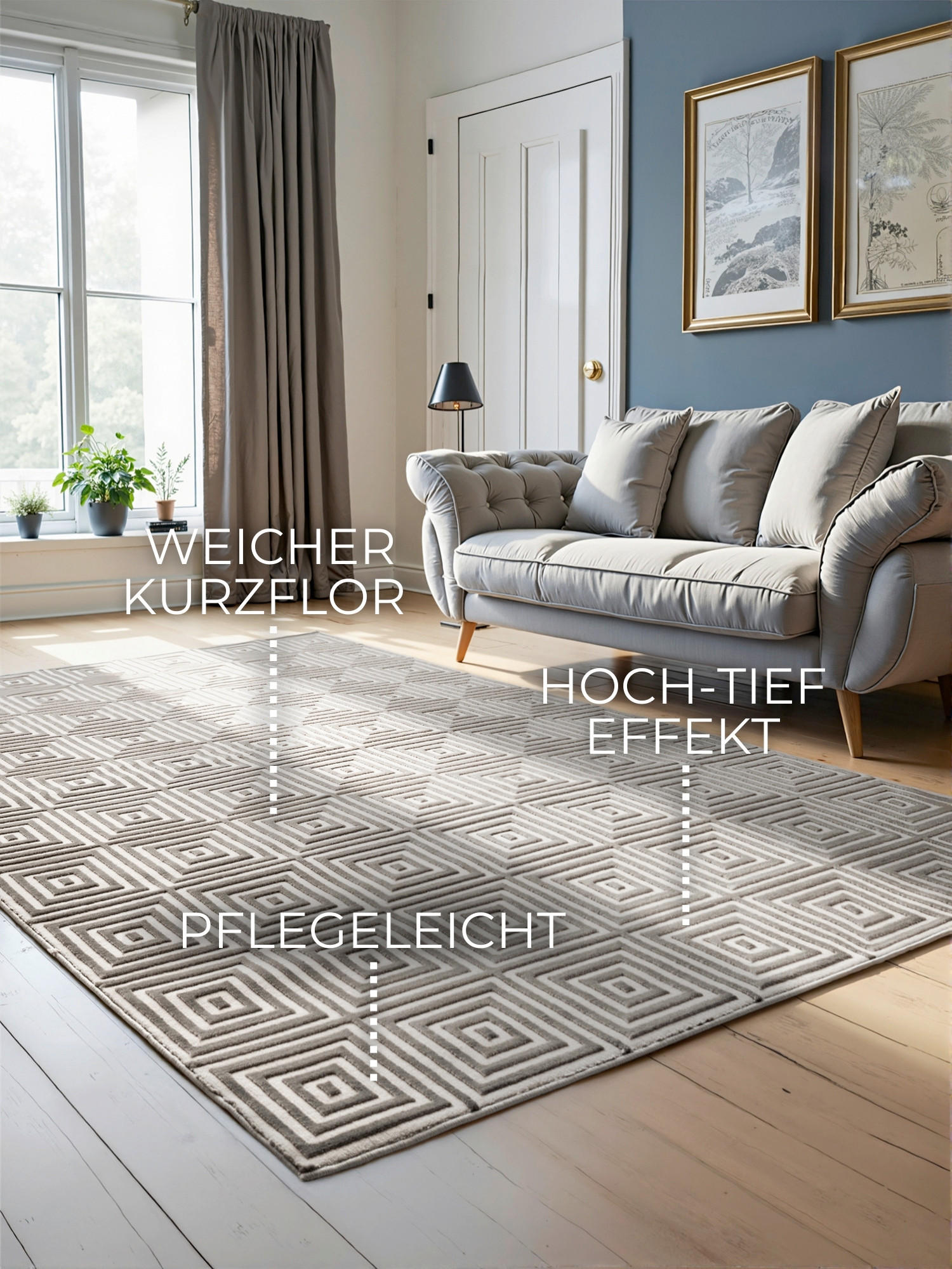 TEPPICH 160/235 cm Perles Grau, Weiß  - Weiß/Grau, Basics, Kunststoff (160/235cm) - Elle Decoration