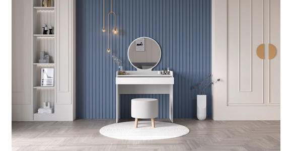 SCHMINKTISCH 90/47/142 cm, Weiß  - Weiß, Design, Glas/Holzwerkstoff (90/47/142cm) - Carryhome