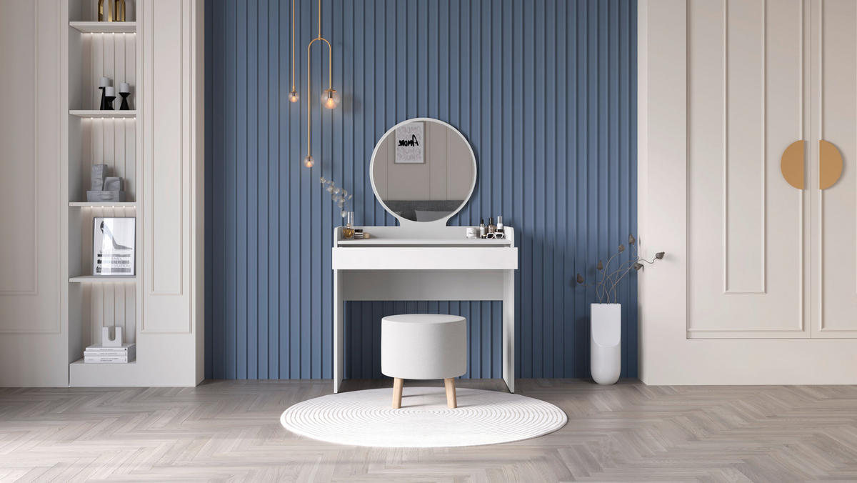 SCHMINKTISCH Weiß  - Weiß, Design, Glas/Holzwerkstoff (90/47/142cm) - Carryhome