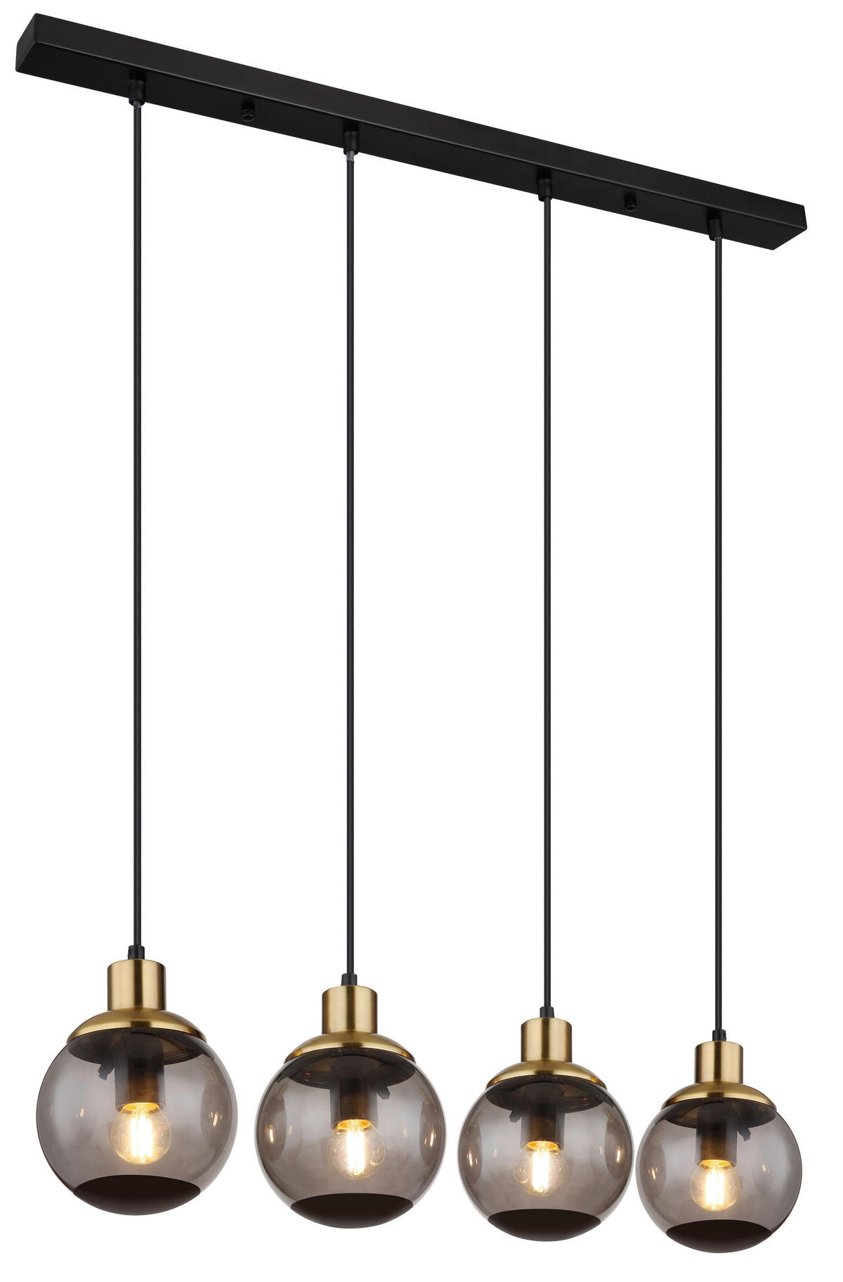 HÄNGELEUCHTE 75/15/110 cm    - Messingfarben/Schwarz, Design, Glas/Kunststoff (75/15/110cm) - Globo