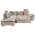 ECKSOFA Creme Mikrovelours  - Creme/Schwarz, KONVENTIONELL, Kunststoff/Textil (217/265cm) - Carryhome