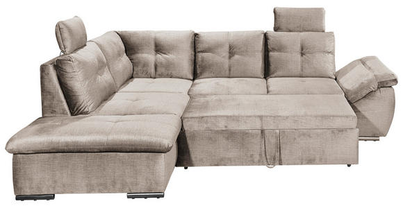 ECKSOFA Creme Mikrovelours  - Creme/Schwarz, KONVENTIONELL, Kunststoff/Textil (217/265cm) - Carryhome