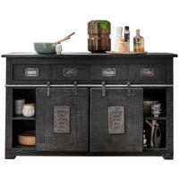COMODĂ CU UșI 150/90/45 cm  - negru/gri, Konventionell, metal/lemn (150/90/45cm) - Livetastic