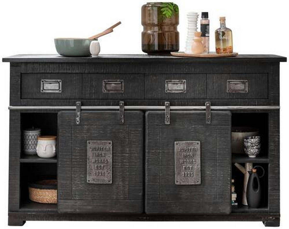 SIDEBOARD 150/90/45 cm  - grå/svart, Klassisk, metall/trä (150/90/45cm) - Livetastic