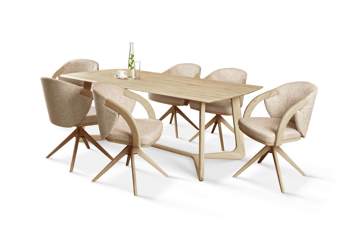 ARMLEHNSTUHL  Sitzfläche 360° drehbar   Taupe, Eichefarben  - Taupe/Eichefarben, KONVENTIONELL, Holz/Textil (59/85/57cm) - Linea Natura