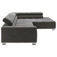 ECKSOFA in Cord Dunkelgrau  - Chromfarben/Dunkelgrau, KONVENTIONELL, Textil/Metall (311/219cm) - Hom`in