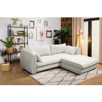 ECKSOFA  in Struktur Creme  240/201 cm  - Creme/Schwarz, Design, Kunststoff/Textil (240/201cm) - MID.YOU