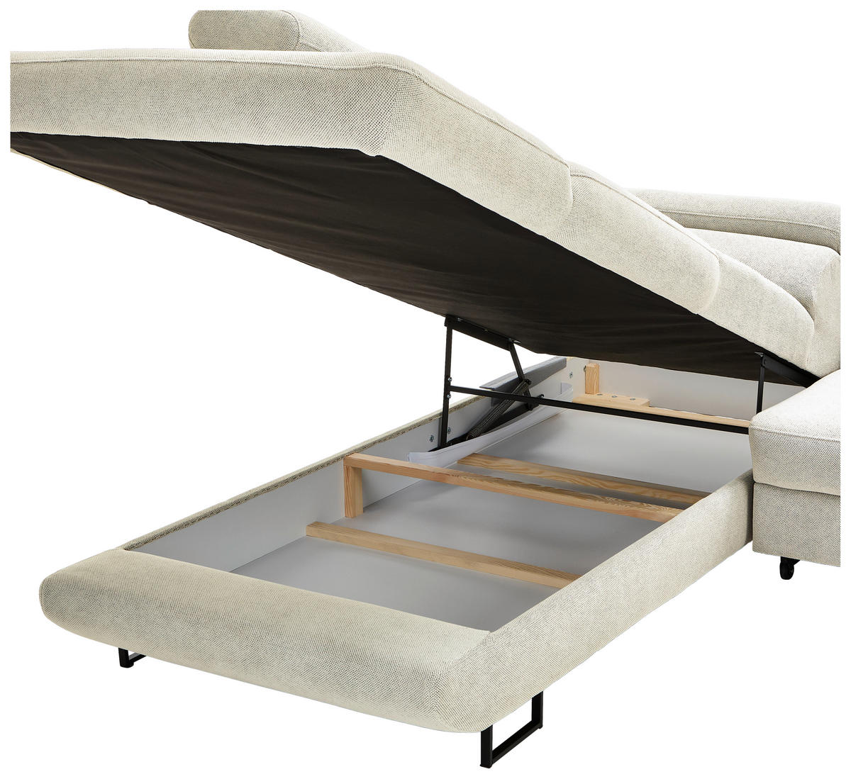 ECKSOFA in Webstoff Beige  - Beige/Schwarz, Design, Textil/Metall (235/280cm) - Hom`in