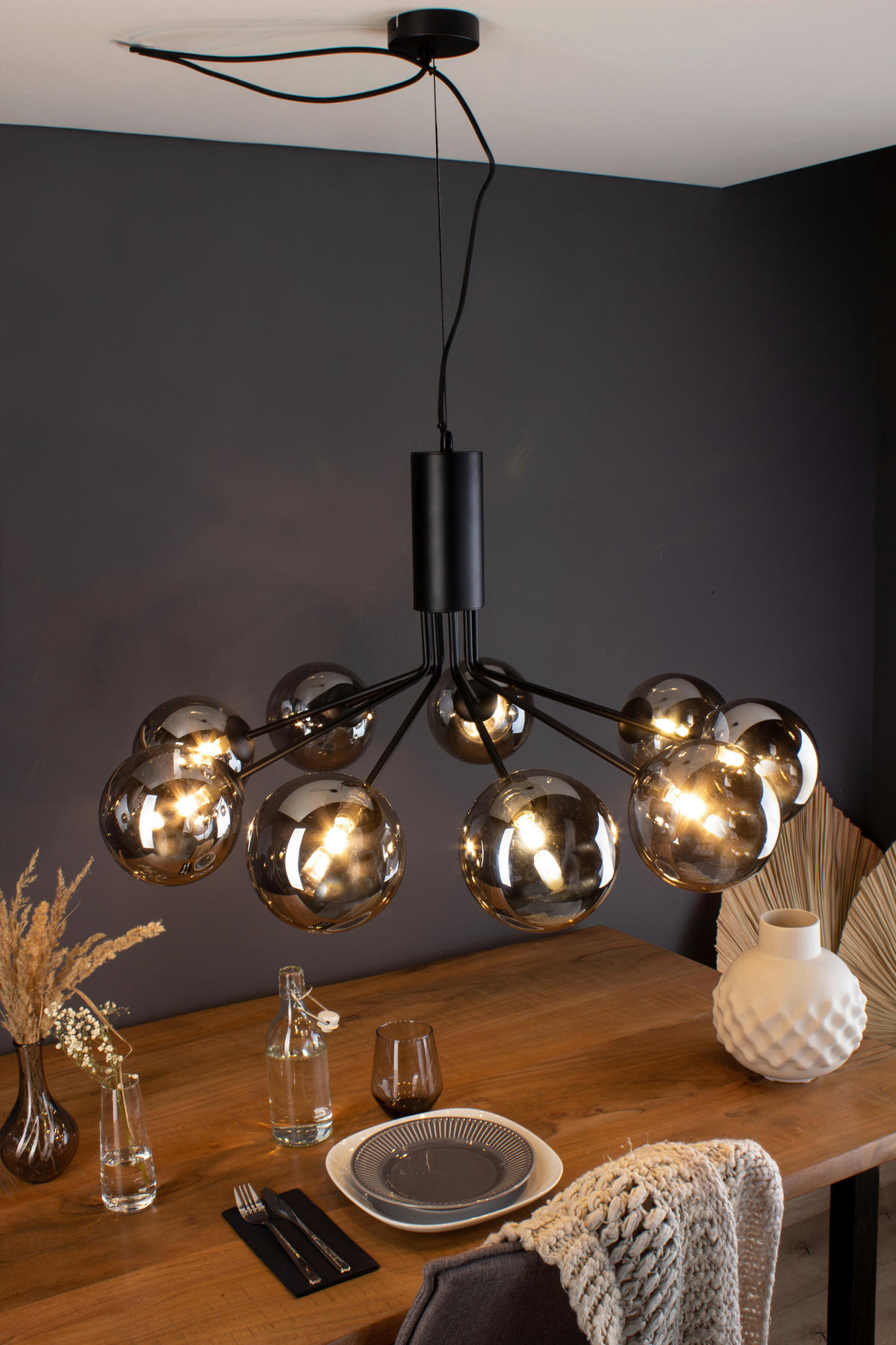 HÄNGELEUCHTE Nero 83,4/44,4 cm   - Schwarz, Design, Glas/Metall (83,4/44,4cm)