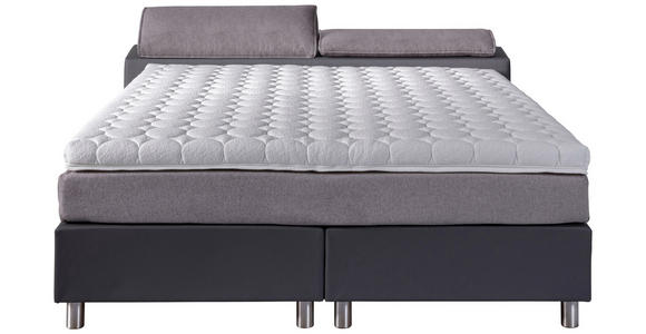 Boxspringbett mit Topper & Matratze H2 180x200cm Hampton - Anthrazit/Alufarben, KONVENTIONELL, Textil (180/200cm) - Luca Bessoni