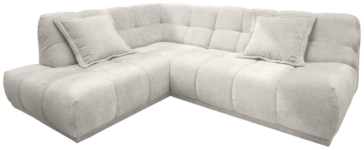 ECKSOFA Chenille Creme  - Creme/Schwarz, Modern, Kunststoff/Textil (203/254cm) - Livetastic