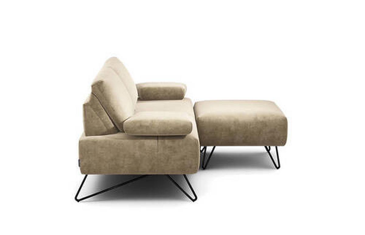 2-SITZER-SOFA Samt Naturfarben  - Schwarz/Naturfarben, Design, Textil/Metall (164-194/85/86-94cm) - SENSOO