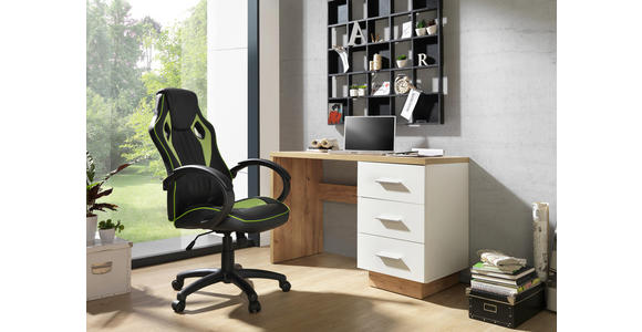 SCHREIBTISCH in Holzwerkstoff 120/75/50 cm - Eichefarben/Alufarben, MODERN, Holzwerkstoff/Kunststoff (120/75/50cm) - Hom`in