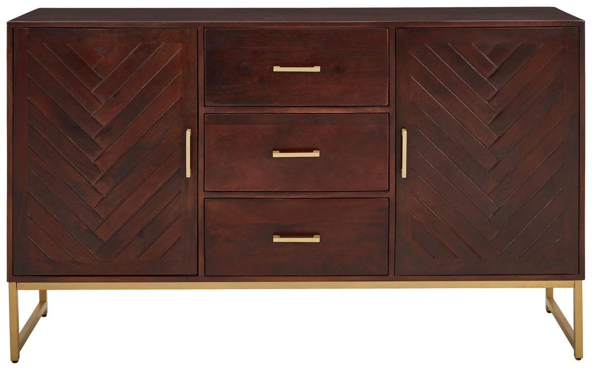 SIDEBOARD  in 145/85/40 cm  - Goldfarben/Walnussfarben, Natur, Holz/Metall (145/85/40cm) - MID.YOU