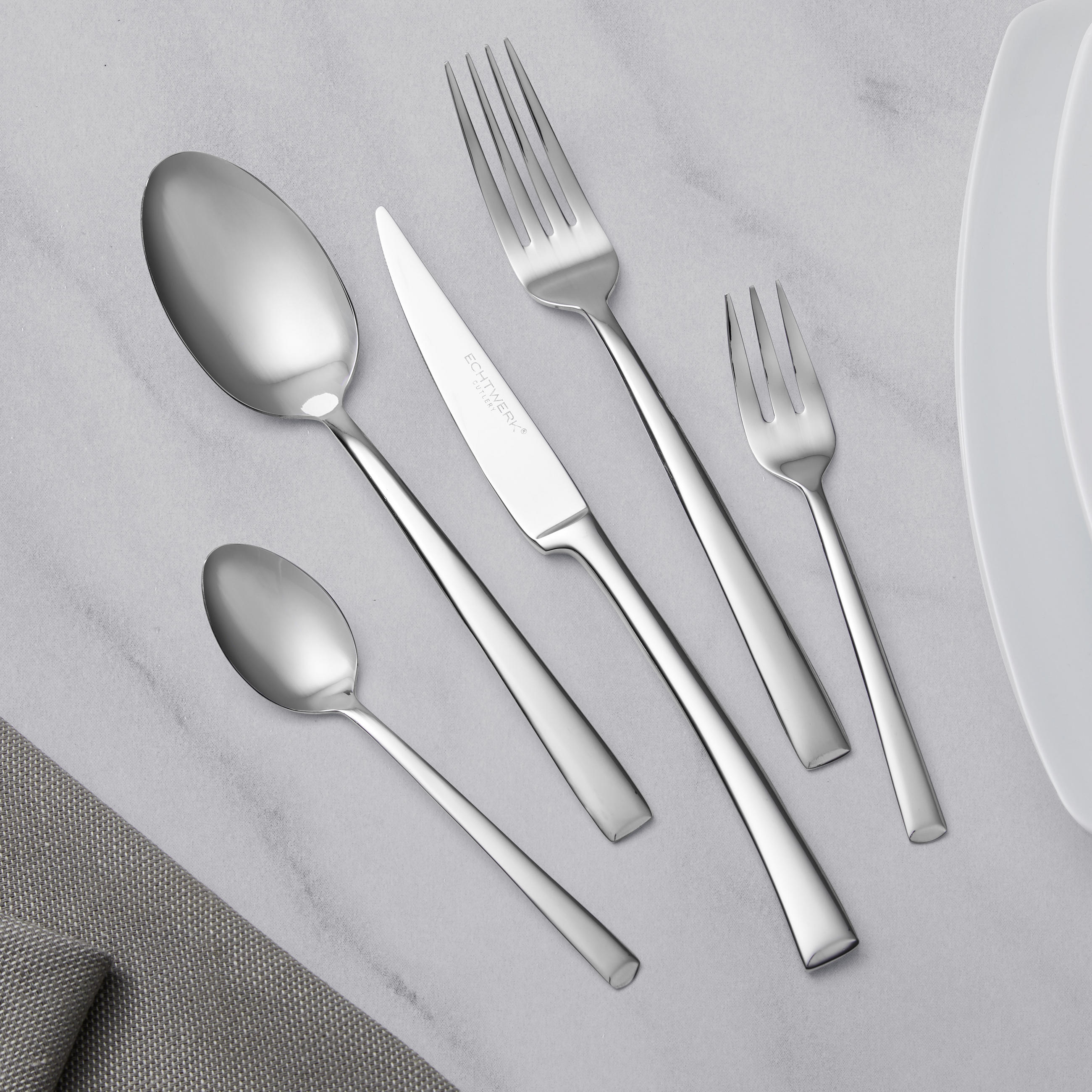 BESTECKSET 30-teilig Edelstahl  - Edelstahlfarben/Silbereichenfarben, Trend, Metall - Echtwerk