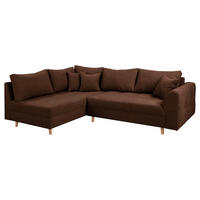 ECKSOFA Ariella in Mikrofaser Dunkelbraun  161/231 cm  - Dunkelbraun/Naturfarben, Design, Holz/Textil (161/231cm) - Livetastic