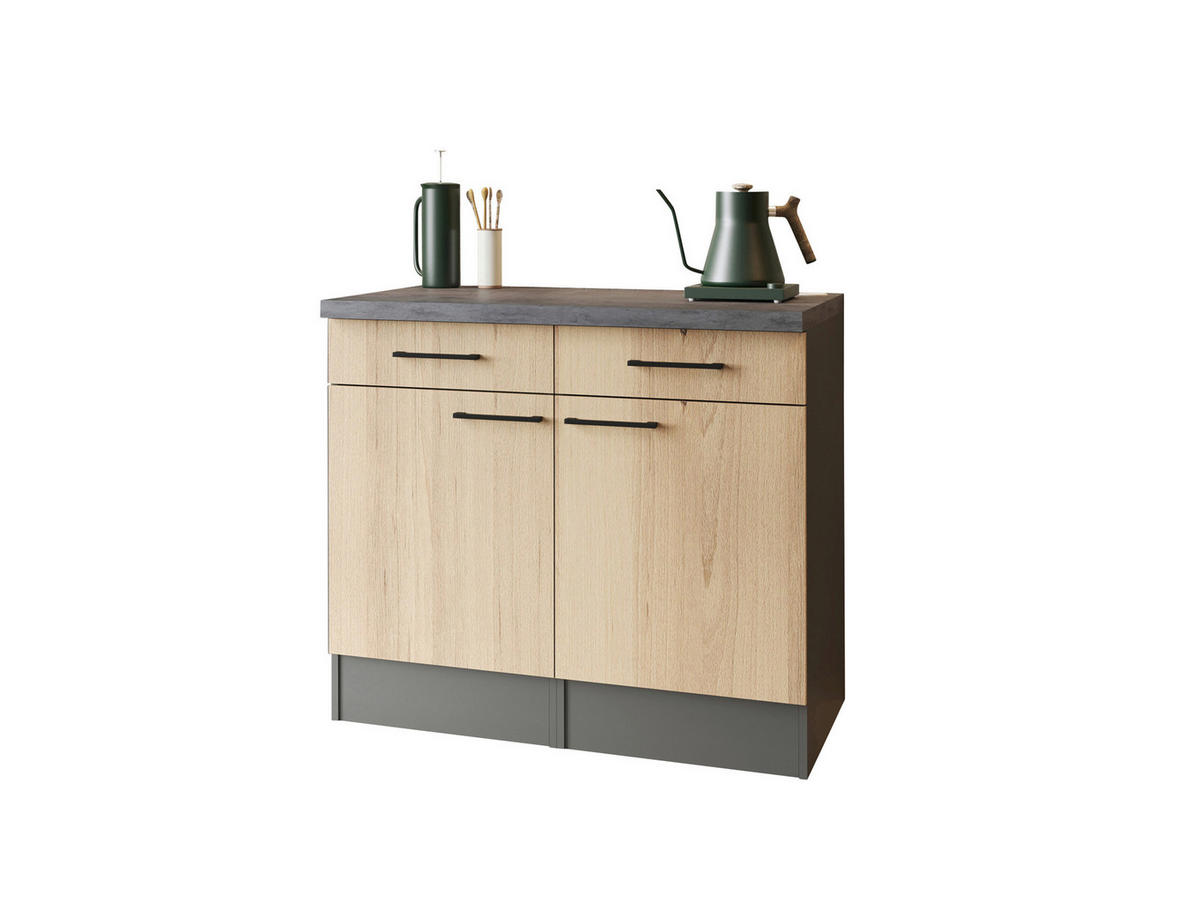 BÄNKSKÅP 100/90/60 cm  i grå, ek Artisan  - svart/grå, Trend, metall/trämaterial (100/90/60cm) - Respekta