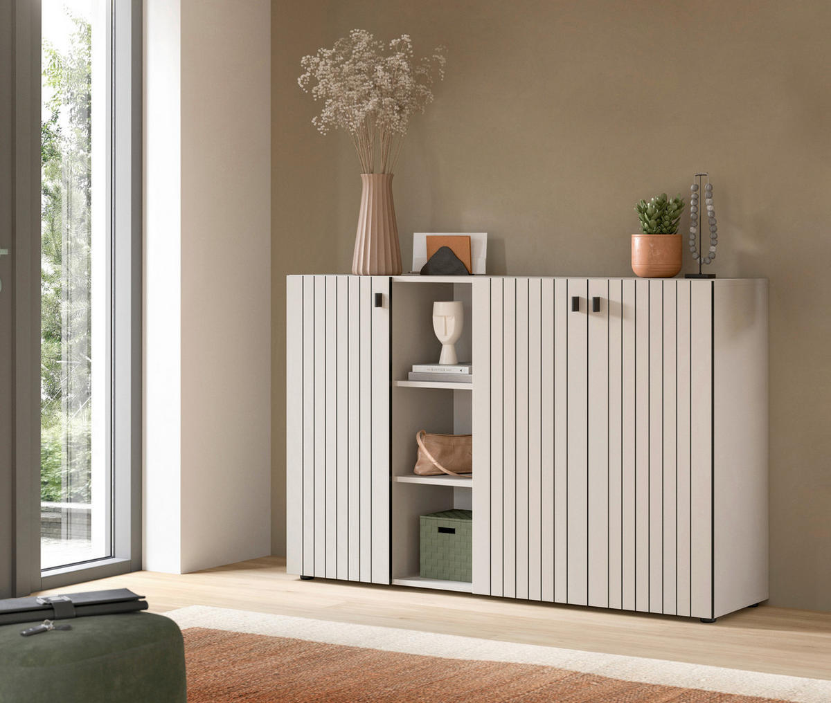 KOMMODE  in 70/192/37 cm  - Kaschmir/Schwarz, Design, Holzwerkstoff/Kunststoff (70/192/37cm) - MID.YOU