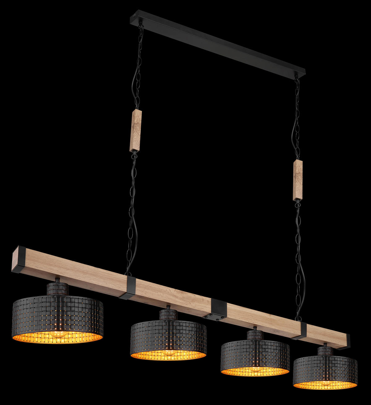 HÄNGELEUCHTE 140/25/120 cm    - Dunkelbraun/Goldfarben, Natur, Holzwerkstoff/Kunststoff (140/25/120cm) - Globo