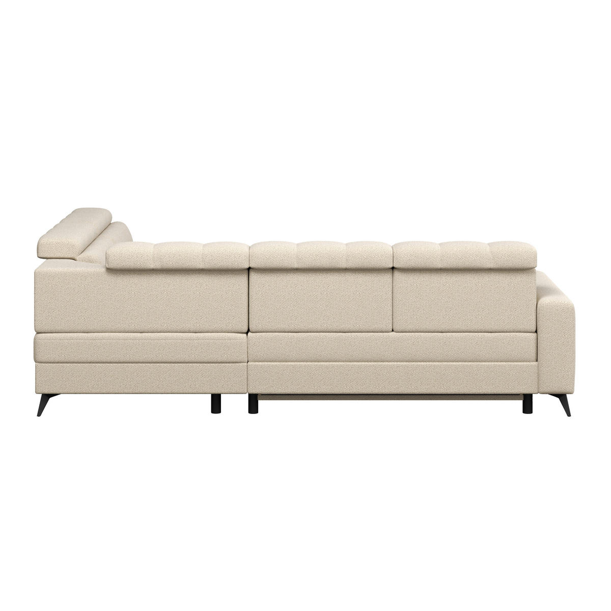 ECKSOFA BARLETTA NEW Beige Velours Bettkasten, Kopfteilverstellung, Sitztiefenverstellung, Liegefläche im Originalstoff  - Beige/Schwarz, ROMANTIK / LANDHAUS, Textil/Metall (289/228cm) - MID.YOU