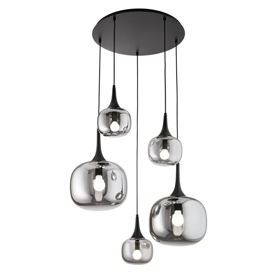 HÄNGELEUCHTE Luce Ambiente e Design 70/200 cm   - Schwarz, Trend, Glas/Metall (70/200cm)