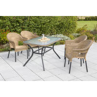 GARTENTISCH 150/85/80 cm Metall, Glas rechteckig  - Graphitfarben/Naturfarben, ROMANTIK / LANDHAUS, Glas/Metall (150/85/80cm) - Gardenson