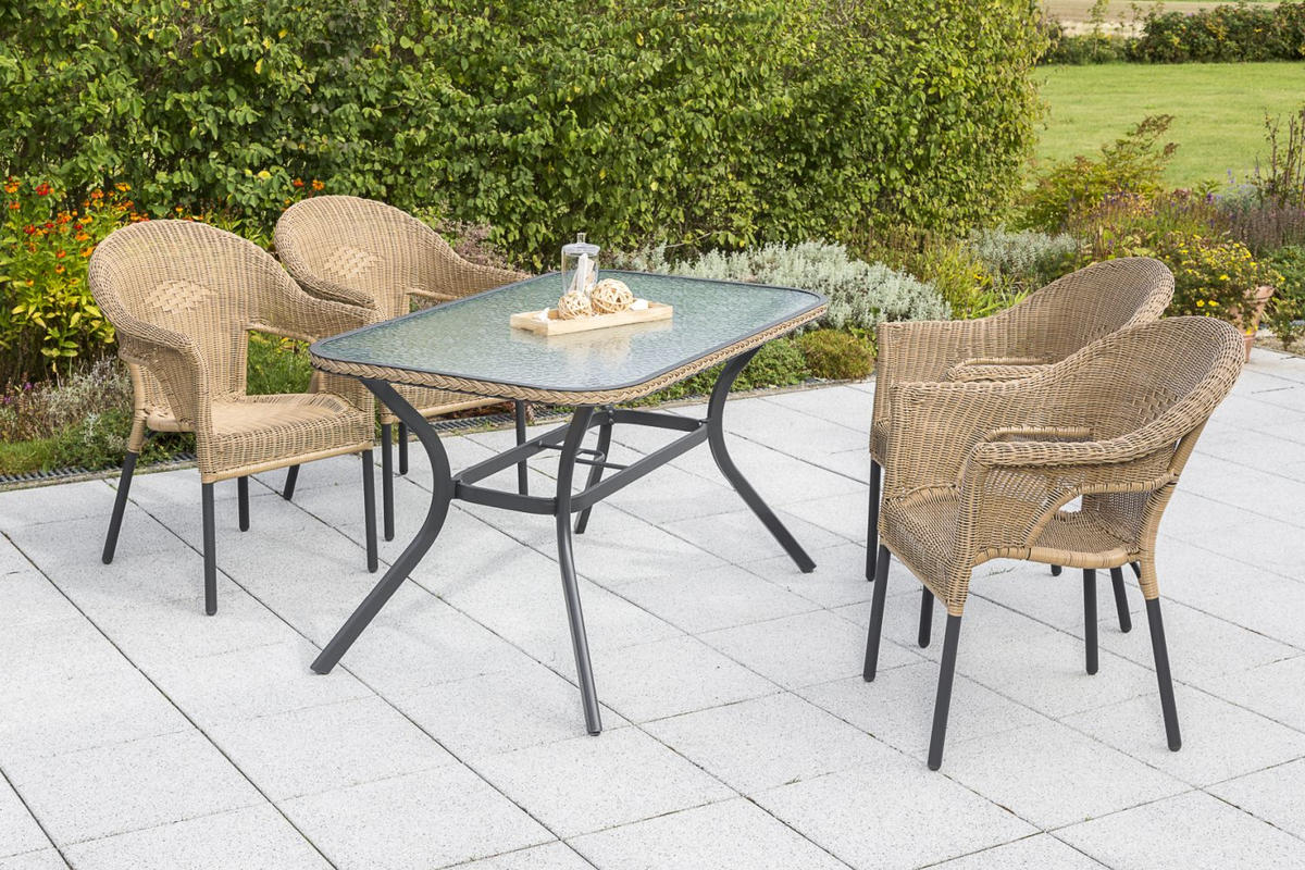 GARTENTISCH 150/85/80 cm Metall, Glas rechteckig  - Graphitfarben/Naturfarben, ROMANTIK / LANDHAUS, Glas/Metall (150/85/80cm) - Gardenson