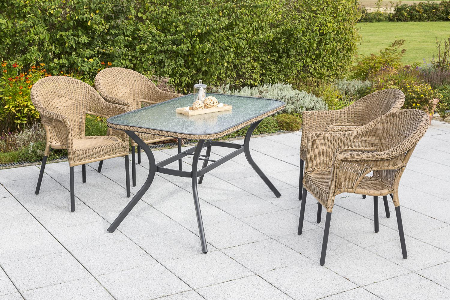 Gardenson Gartentischgruppe Ravenna Graphit, Natur 85x74x150 cm