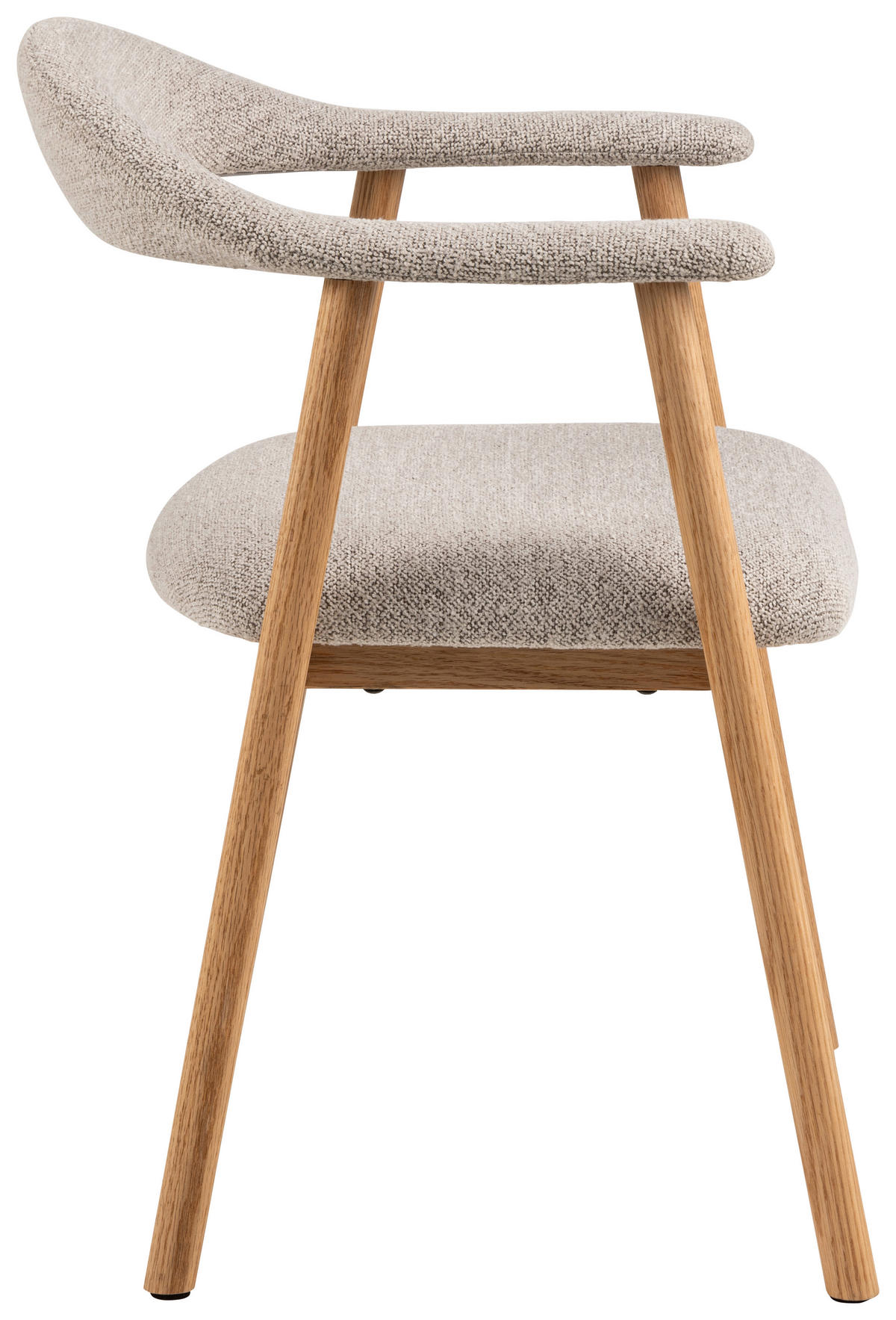 ARMLEHNSTUHL  in Bouclé  - Greige/Eichefarben, Trend, Holz/Textil (56/75,5/54cm) - MID.YOU