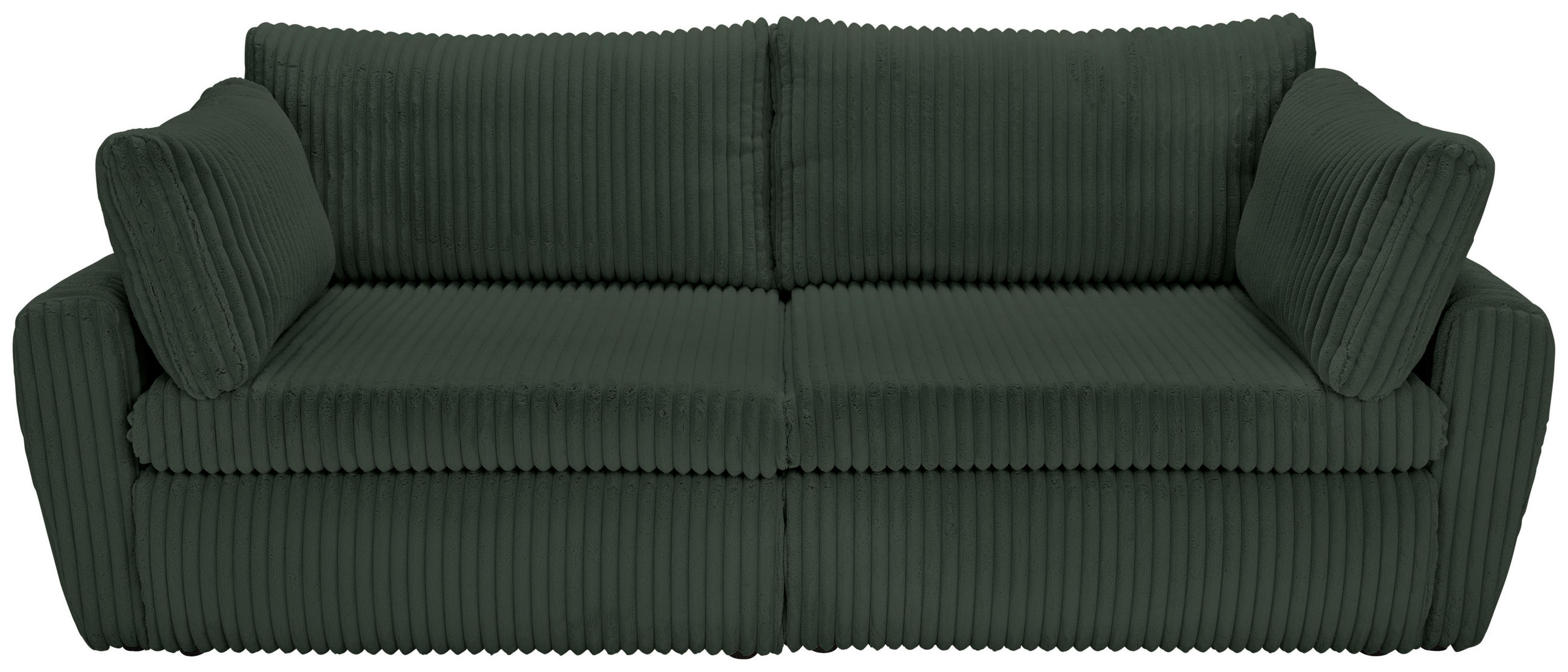 SCHLAFSOFA  mit Stoffauswahl, Liegefunktion, Schlafen auf Sitzhöhe, Rücken echt Cord, Plüsch Dunkelgrün  - Dunkelgrün/Schwarz, MODERN, Kunststoff/Textil (240/90/120cm) - Carryhome