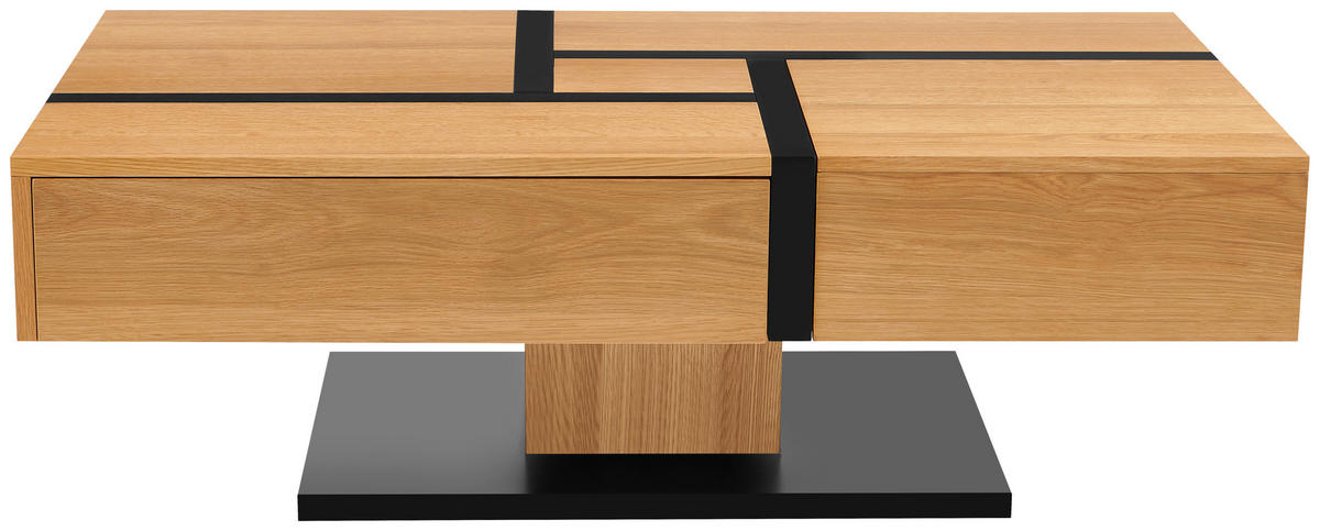 KLUBSKA MIZA, črna, barve hrasta  - črna/barve hrasta, Design, kovina/leseni material (120/65/40cm) - Livetastic