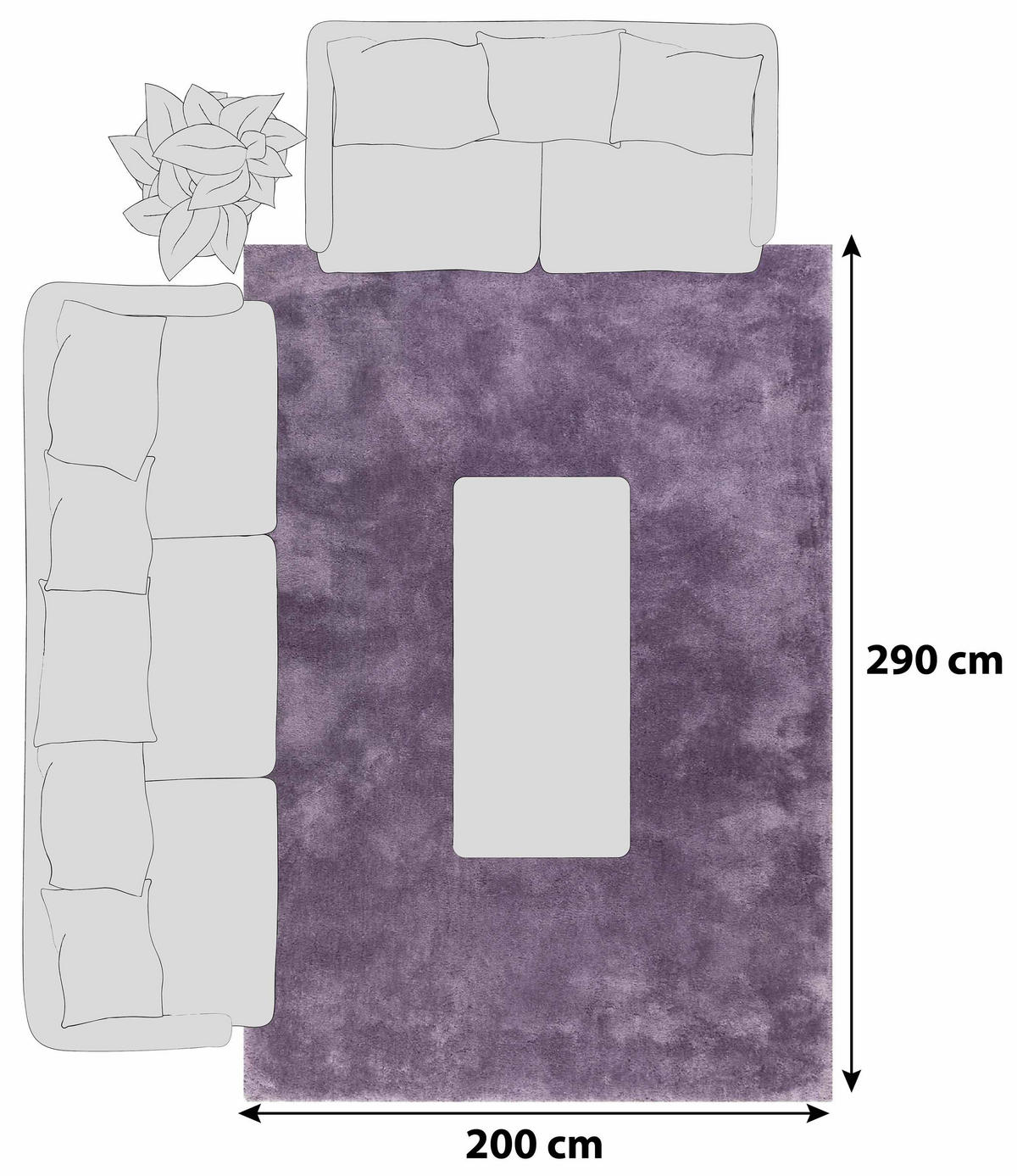 HOCHFLORTEPPICH 200/290 cm Relaxx Lila  - Lila, Basics, Textil (200/290cm) - Esprit